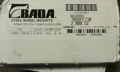 (4 BOXES OF 30) BADA 7026FET30 2.000OZ WHEEL WEIGHT-Mega Mart Warehouse-Ultimate Unclaimed Freight Buyer and Seller Specialists