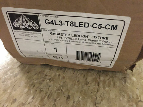 EPCO G4L3-T8LED-C5-CM GASKETED LUMINAIRE LIGHT FIXTURE WITH LED BULBS-Mega Mart Warehouse-Ultimate Unclaimed Freight Buyer and Seller Specialists