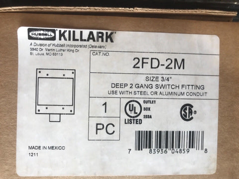 Killark 2FD-2M Dispositivo Caja, 1.9cm Hub, 4.62" L, Gris G5070725