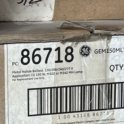 (6) GENERAL ELECTRIC GEM150MLTLA3D-5 METAL HALIDE BALLAST KIT 86718 MH LAMP 150W
