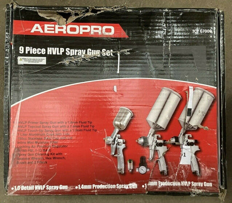 NEW Aeropro 9 Piece HVLP Spray Gun Set TCP G7000-Mega Mart Warehouse