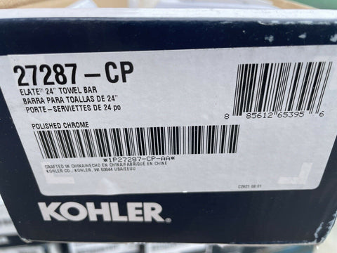 NEW KOHLER K-27287-CP TOWEL BAR POLISHED CHROME 24 INCH