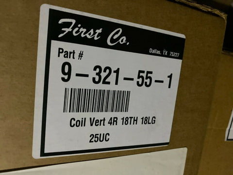 NEW FIRST CO 9-321-55-1 18" X 18" 4 ROW VERTICAL WATER COIL 187402