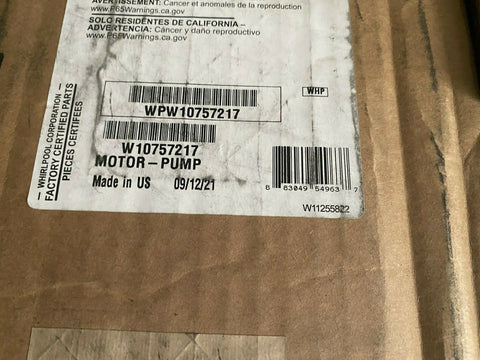 BRAND NEW WHIRLPOOL DISHWASHER CIRCULATION MOTOR PUMP  WPW10757217