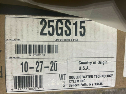 NEW Goulds 25GS15 1.5 HP Wet End 9STG 4" SUB-Mega Mart Warehouse-Ultimate Unclaimed Freight Buyer and Seller Specialists