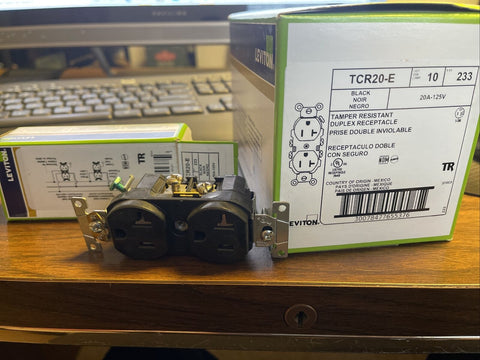 (10 PC CASE) LEVITON TAMPER RESISTANT DUPLEX RECEPTACLE TCR20-E (BLACK)-Mega Mart Warehouse-Ultimate Unclaimed Freight Buyer and Seller Specialists