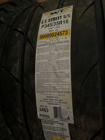 (1) NEW MICKEY THOMPSON M/T E.T. STREET S/S P345/35R18 LIGHT LOAD *SHIPS FREE*