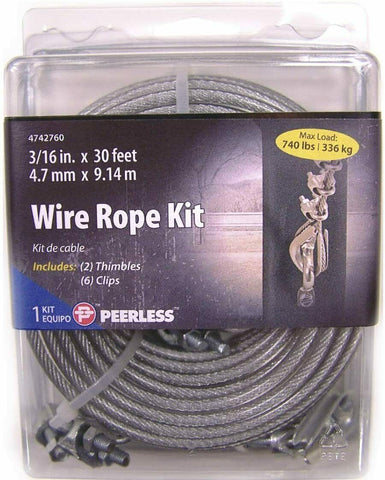 Peerless 3/16-Inch Wire Rope Kit, 30 Feet 4742760 (2 PER CASE)-Mega Mart Warehouse