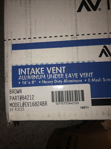 Air Vent 84212 Aluminum Brown Undereave Vent 8 H x 16 L in. (Pack of 24)