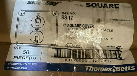 BRAND NEW RS12 4" SQUARE COVER FOR DUPLEX RECEPTACLE CRUSHED CONORS 1/2 HIGH