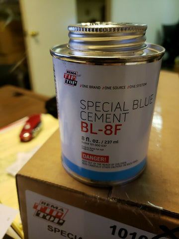 BL-8F 8OZ SPECIAL BLUE CEMENT BRUSH-IN-CAN FOR TIRE REPAIR ONLY BY REMA TIP TOP-Mega Mart Warehouse-Ultimate Unclaimed Freight Buyer and Seller Specialists