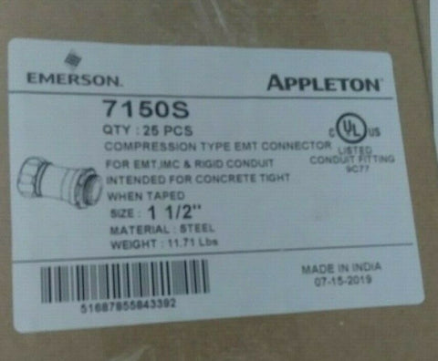 NEW EMERSON 7150S 1-1/2 Inch EMT Compression Connector-Mega Mart Warehouse-Ultimate Unclaimed Freight Buyer and Seller Specialists