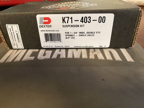 BRAND NEW DEXTER AXLE K71-403-00 - Suspension Kit FOR 1-3/4" WIDE EYE SPRING