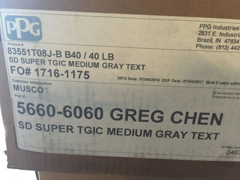 PPG POWDER COATING 40 LBS, MEDIUM GRAY TEXT SD SUPER-Mega Mart Warehouse-Ultimate Unclaimed Freight Buyer and Seller Specialists