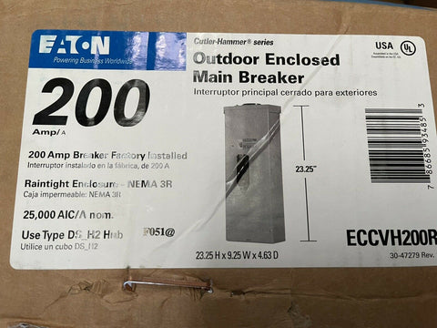 200 Amp Circuit Breaker Enclosed 2 Pole Weatherproof Flush Mount Front Operable-Mega Mart Warehouse