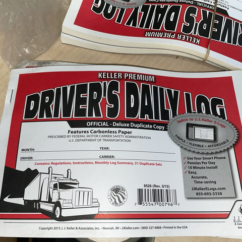 (2)KELLER Premium Driver's Daily Logs Vehicle Official Duplicate Copy Carbonless