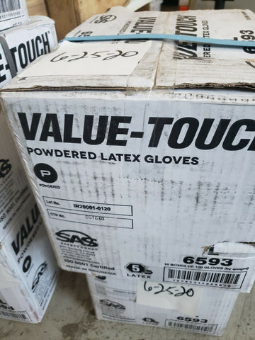 VALUE TOUCH POWDERED LATEX GLOVES (BOX OF 100) 6593 LARGE-Mega Mart Warehouse-Ultimate Unclaimed Freight Buyer and Seller Specialists