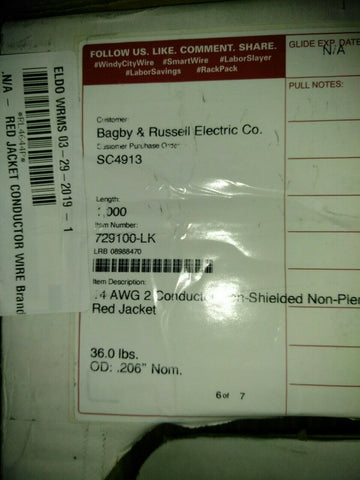 14 AWG 2 Conductor Bare Copper, Non-Shielded Non-Plenum Fire Alarm Type FPLR UL-Mega Mart Warehouse-Ultimate Unclaimed Freight Buyer and Seller Specialists