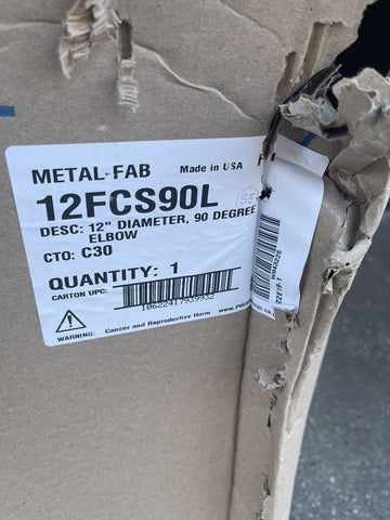 Metal-Fab Corr/Guard 12  Diameter 90 Degree Elbow (304SS/Insulated) - 12FCS90L-C