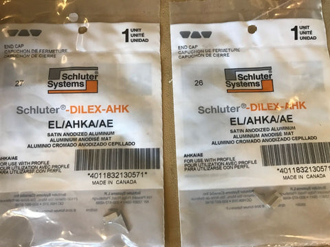 NEW Schluter Systems EL/AHKA/AE DILEX-AHK Left Side End Cap - Lot of 2-Mega Mart Warehouse-Ultimate Unclaimed Freight Buyer and Seller Specialists