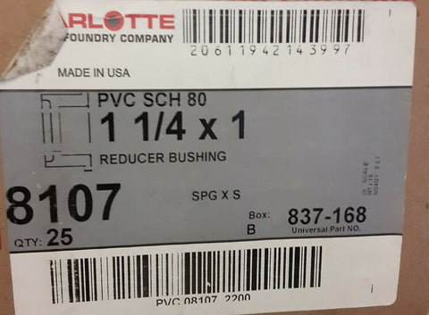 charlotte pipe company 8107 837-168 (1&1/4"x1")(1 case of 25)
