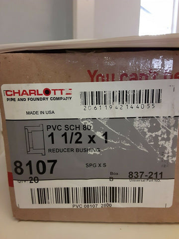 BRAND NEW charlotte reducer bushing 8107,837-211 (1 case of 20)