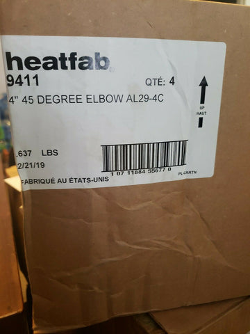 (4/CASE) HEATFAB 9411 4" 45 DEGREE ELBOW AL29-4C SAF-T VENT EZ-Mega Mart Warehouse-Ultimate Unclaimed Freight Buyer and Seller Specialists
