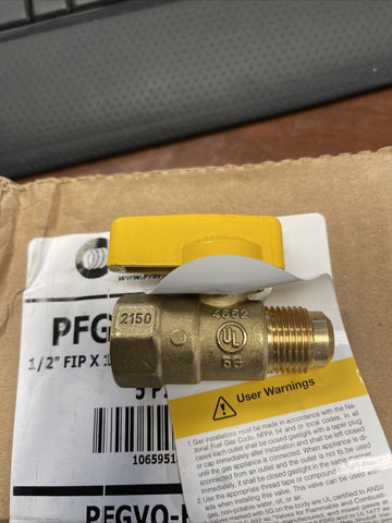(5 PC CASE) PRO-FLEX 1/2" FIP x 1/2" Flare Gas Ball Valve, One-Piece SHIPS FREE