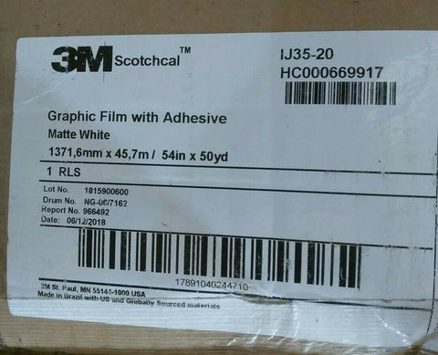 NEW 3M Scotchcal Graphic Film IJ35-20 Matte White-Mega Mart Warehouse-Ultimate Unclaimed Freight Buyer and Seller Specialists