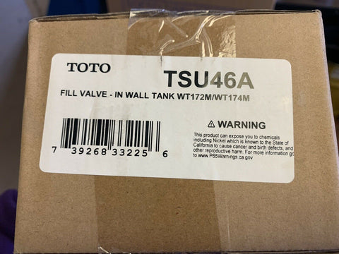 NEW Toto TSU46A Fill Valve - In Wall Tank WT172M/WT174M