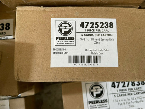 (5) Peerless 3/8" 10mm Spring Link 425lb Limit, Zinc, Rust Resistant 4725238-Mega Mart Warehouse