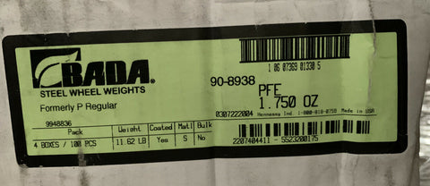 BADA 1.75oz PFE Steel Wheel Weight, 90-8938 (100 Pieces)