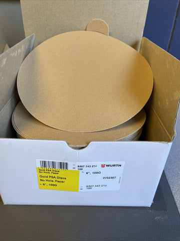 GENUINE WURTH GOLD PSA DISC SANDING DISCS,NO HOLE,6 INCH,W02307, 100G-Mega Mart Warehouse