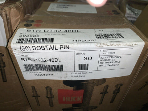 NEW Huck Bobtail Pin BTR-DT32-40DL (30 PC LOT)