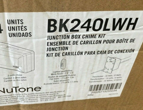 1 Broan Nutone Builder Kit Chime With Junction Box Transformer Lighted White-Mega Mart Warehouse-Ultimate Unclaimed Freight Buyer and Seller Specialists