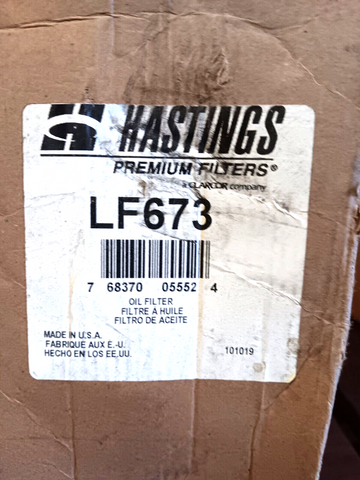 HASTINGS LF673 PREMIUM OIL FILTER (FREE SHIPPING)