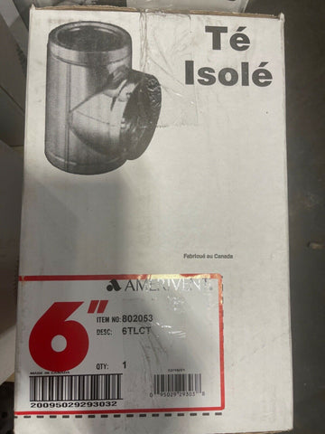 AmeriVent 6TLCT TLCT Series 6" Insulated Tee With Tee Cap