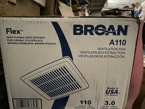 NEW Broan Nutone A110 Ceiling Bathroom Fan 110 Cfm Cfm, 4 In Duct Dia., 120V Ac