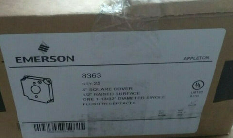 NEW EMERSON 8363 Square Box Cover, 4 in L x 4 in W x 1/2 in D, Steel-Mega Mart Warehouse-Ultimate Unclaimed Freight Buyer and Seller Specialists