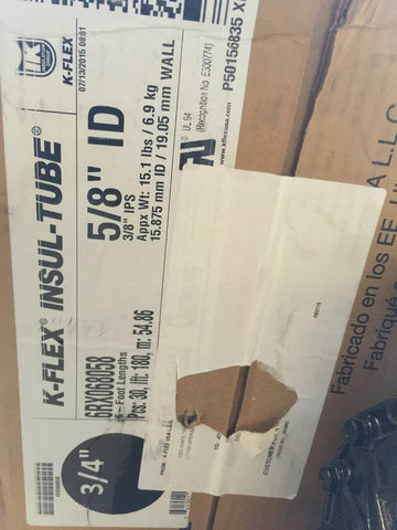 KFLEX INSUL-TUBE 6RX068058 Pipe Insulation, 5/8 In. ID, 6 ft. L, Black QTY 30-Mega Mart Warehouse-Ultimate Unclaimed Freight Buyer and Seller Specialists