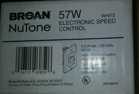 (1) NEW NuTone Electronic Variable-Speed Fan Control- White 57W-Mega Mart Warehouse-Ultimate Unclaimed Freight Buyer and Seller Specialists