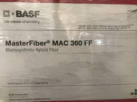 Basf masterfiber mac 360 ff Macrosyhthetic hybrid fiber (5 bags ) 5lbs each case-Mega Mart Warehouse-Ultimate Unclaimed Freight Buyer and Seller Specialists