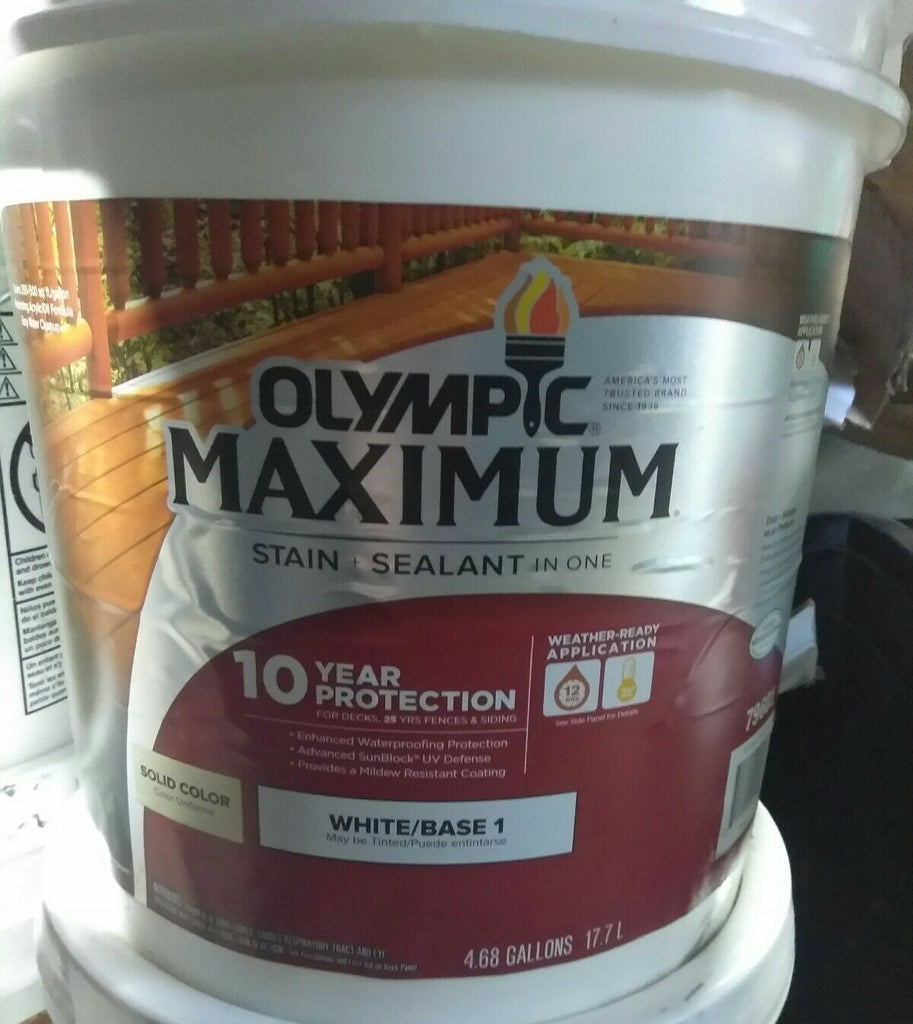 NEW Olympic Maximum 5 gal. White Base 1 Solid Color Exterior Stain