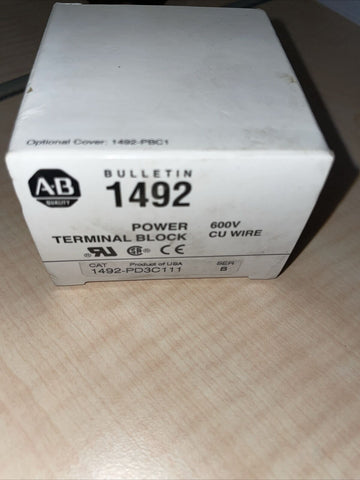 NEW ALLEN BRADLEY 1492-PD3C111 /B TERMINAL POWER BLOCK 600V  SHIPS FREE