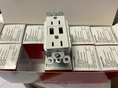 25 Legrand Pass & Seymour TM826USBW  BOX 10 USB Charger Outlets