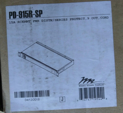 Neuf MIDDLE ATLANTIC PD-915R-SP Rackable Puissance Bande (9-Outlet, 15 Amp )