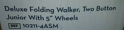 (1) NEW DRIVE Deluxe Folding Walker, Two Button, 5" Wheels, Assembled 10211-4ASM-Mega Mart Warehouse