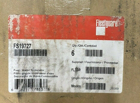 (CASE OF 6) GENUINE FS20047 FLEETGUARD FUEL FILTER Upgrade from FS19727 NEW-Mega Mart Warehouse