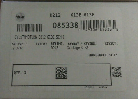 NEW Yale Dark Satin Bronze Cylinder by Thumbturn Schlage C Keyed Part # D212-Mega Mart Warehouse-Ultimate Unclaimed Freight Buyer and Seller Specialists