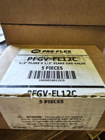 Pro-Flex Gas Valve 1/2" FIP x 1/2" Flare PFGV-FL12C,